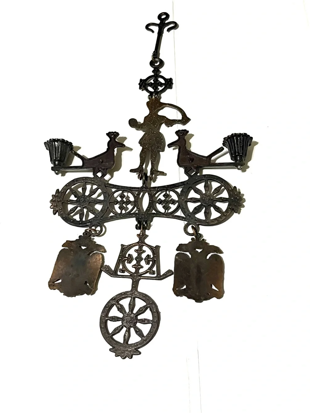 Antique-Style Brass Wall Hanging in Dark Bronze